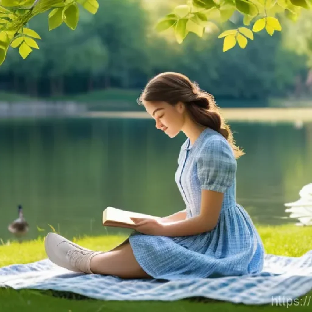 규제 업무와 관련된 필수 서적 - **Prompt 1: Serene Lakeside Reading**
A young woman sits peacefully on a checkered picnic blanke...